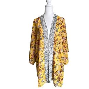 Japna Floral Open Front Kimono Top Size Small